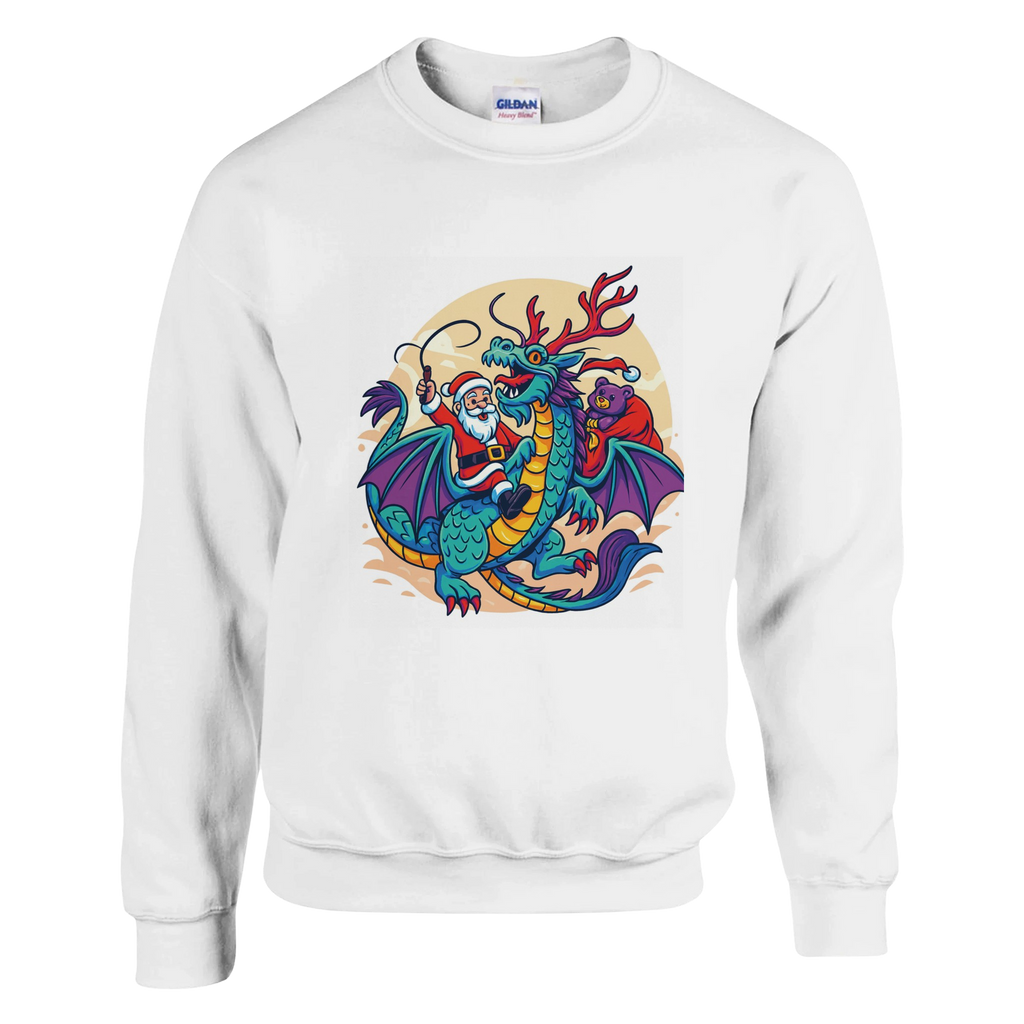 Cartoon Santa on A Dragon Sweatshirt