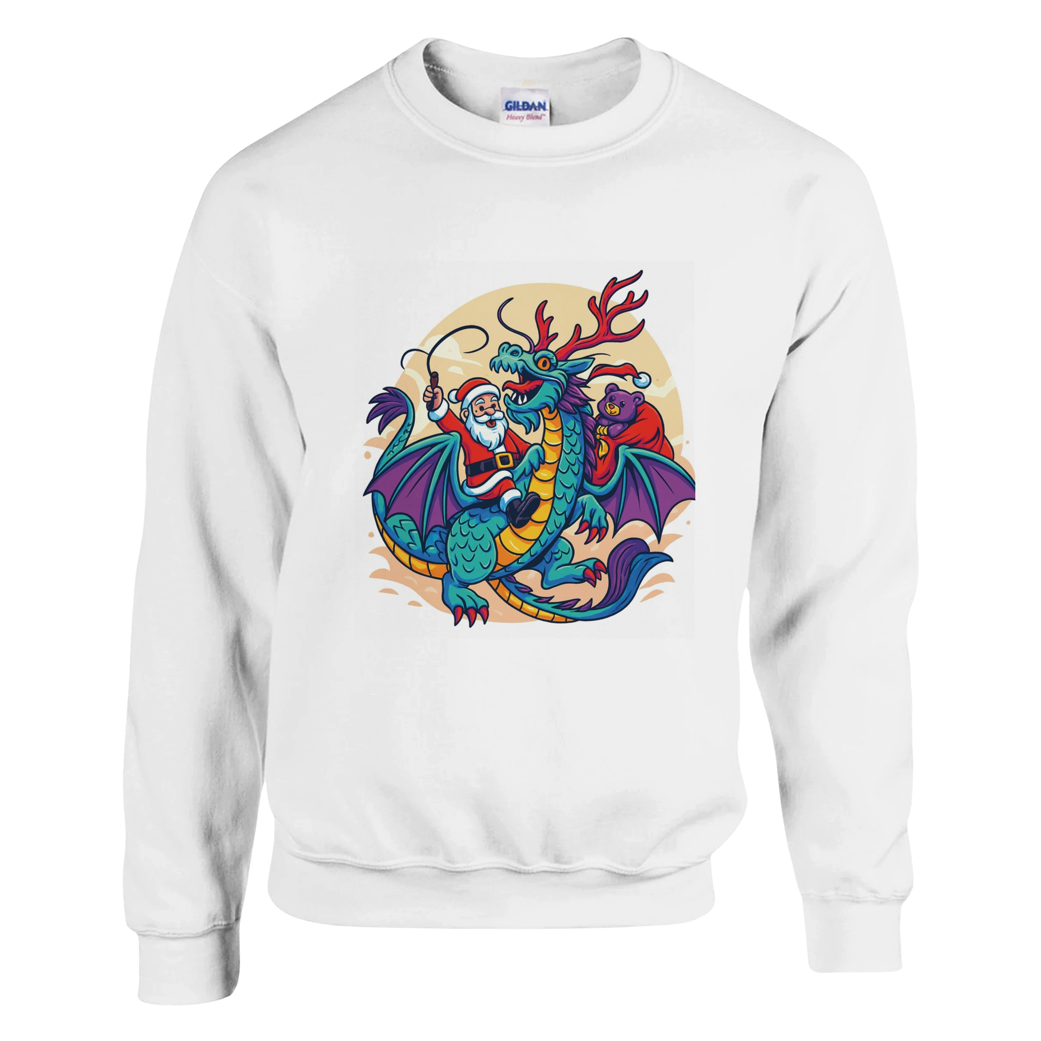 Cartoon Santa on A Dragon Sweatshirt
