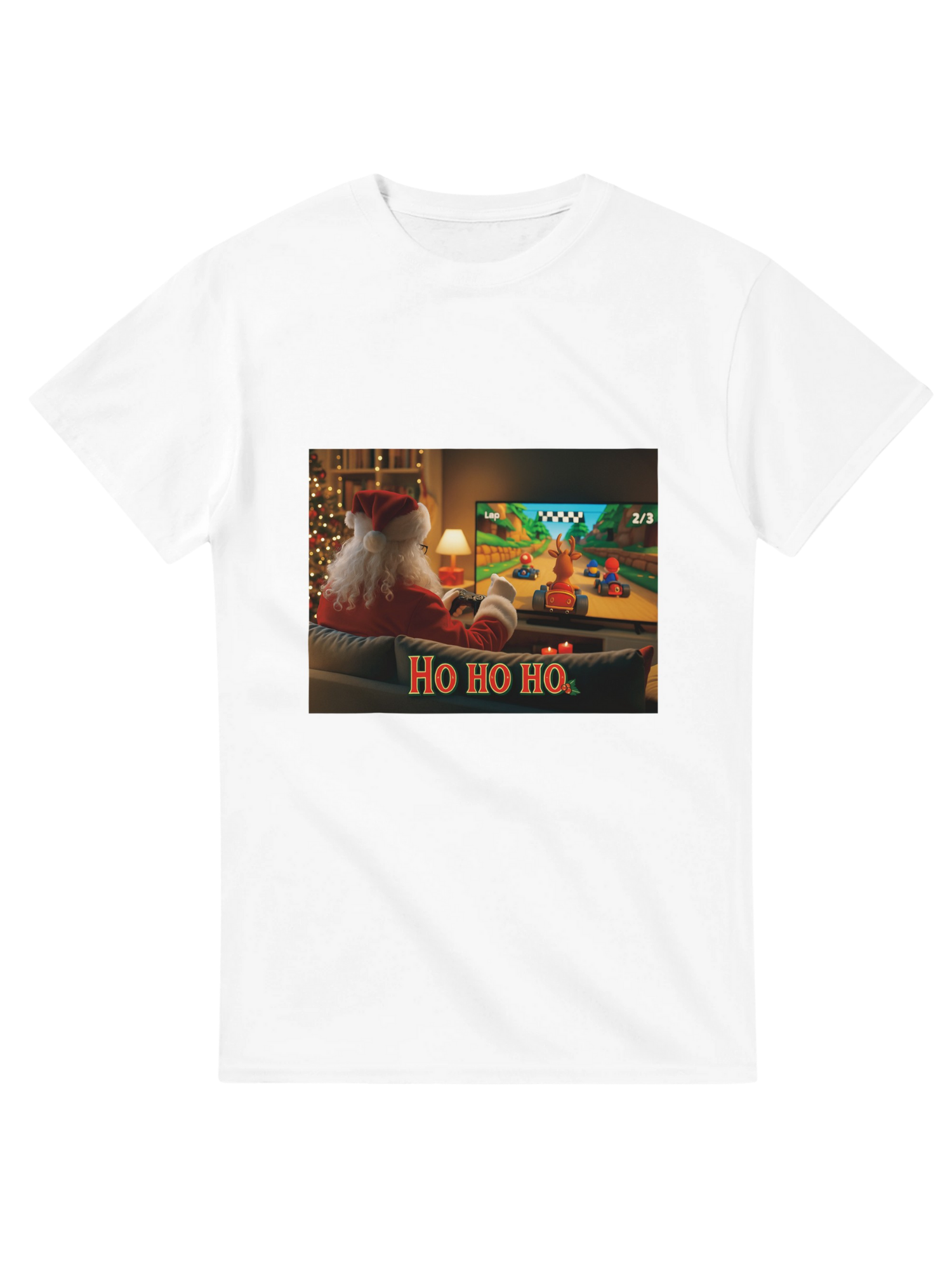 Santa playing a Racing Game T-Shirt
