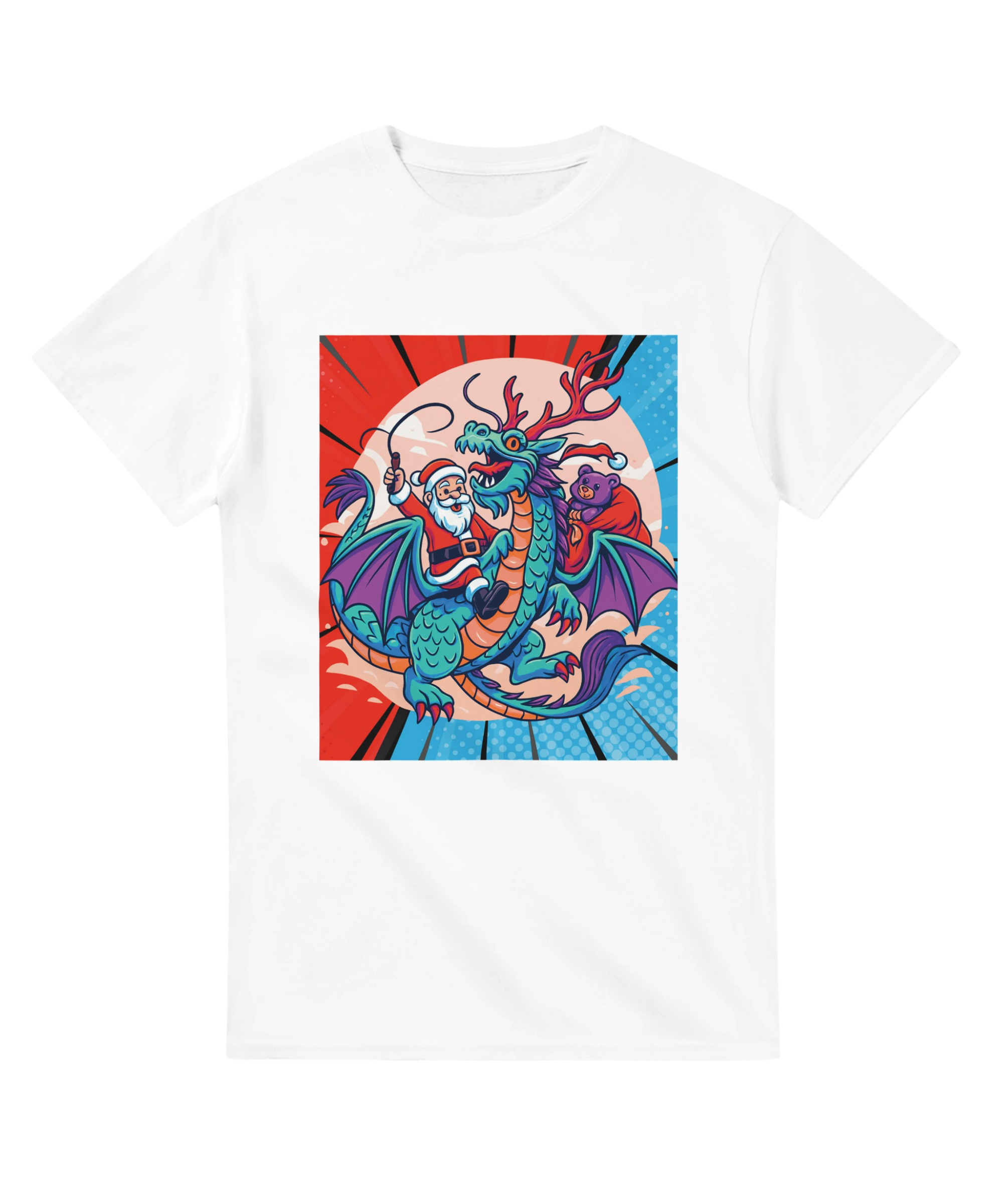 Cartoon Santa on a Dragon