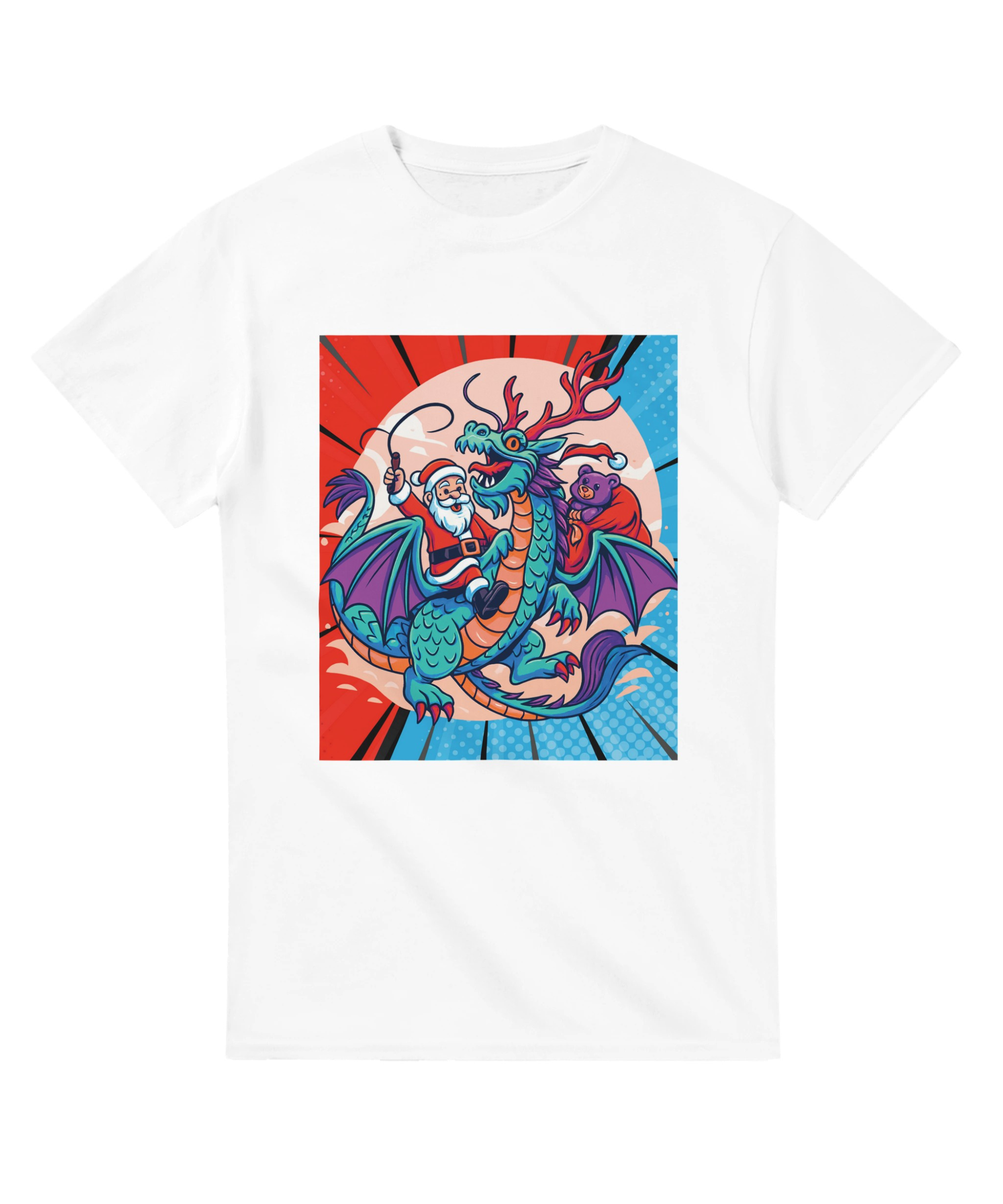 Cartoon Santa on a Dragon